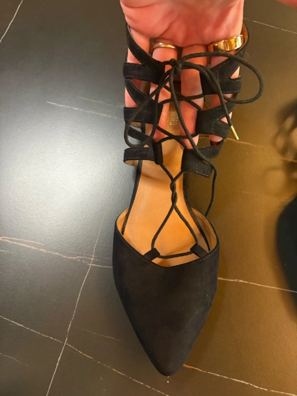 Mossimo Black Lace-Up Pointed Toe Flats Size 10